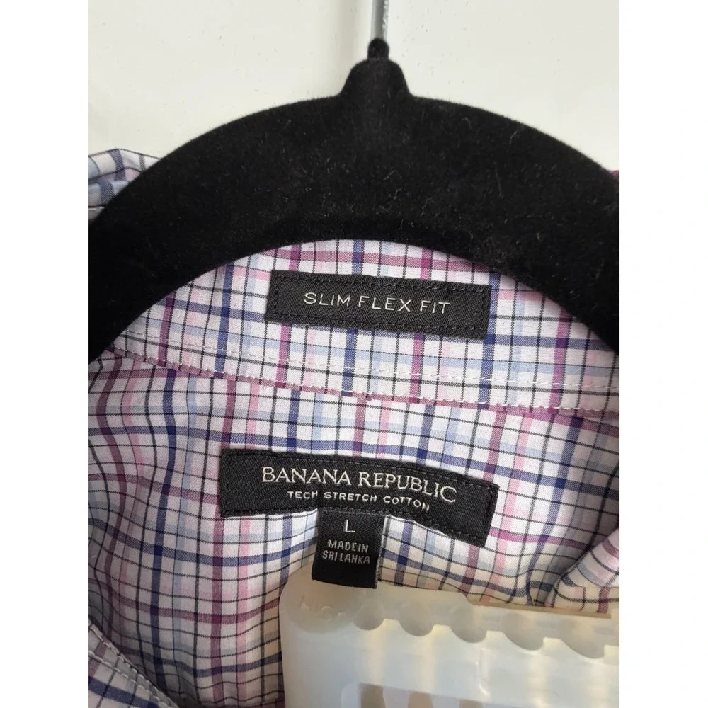 Banana Republic Men's Multicolor Plaid Slim Flex Fit Button-Up Shirt L